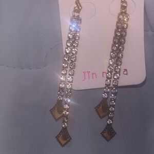 New Jinnala Elegant Gold Rhinestone Earrings